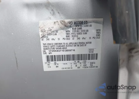 2014 Ford Explorer Sport from USA, damaged, VIN 1FM5K8GT1EGB59716